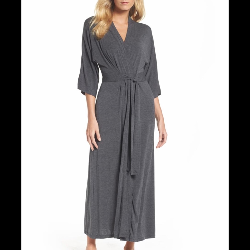 DKNY urban essentials charcoal grey robe gray long